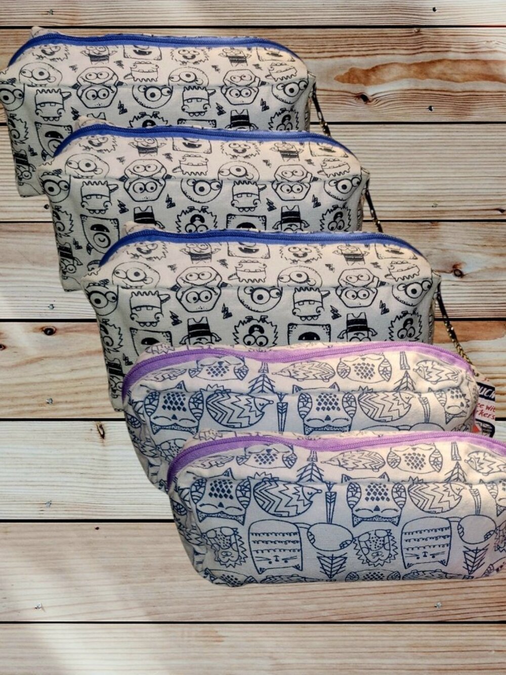 Lot of 5 - Color Your Own Pencil Case Pouch Zipper Bags - DIY - Craft Kit